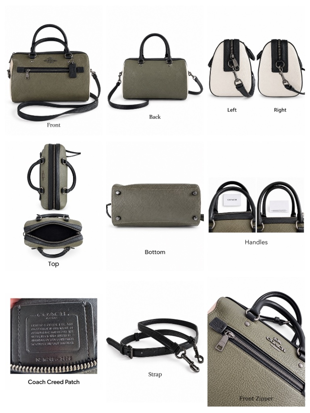 Coach Rowan Satchel Colorblock Kelp Multi Olive Cream Style 3075